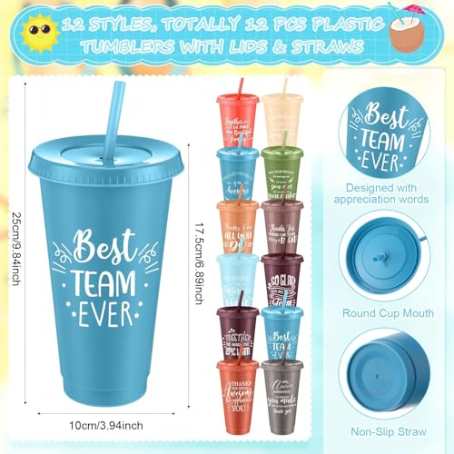 36 Pcs Employee Appreciation Gifts Bulk 24 oz Thank You Tumbler with Lid and Straw Mini Spiral Notebooks and Pens Appreciation Gifts for Team Employee Coworkers Teacher (36 Count)