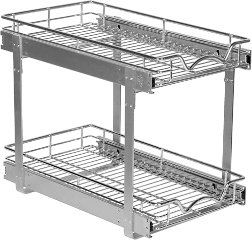 2-Tier Pull-Out Cabinet Organizer for Kitchen, 12" W x 21”D x 16.5" H