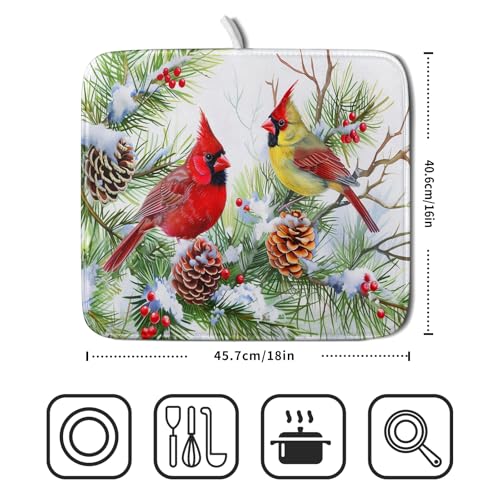Red Birds Dish Drying Mat