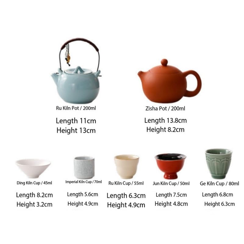 Five Famous Kiln Clay Pot Tea Set 6 Piece Teapot with Handle Gift Box Ceramic Item
