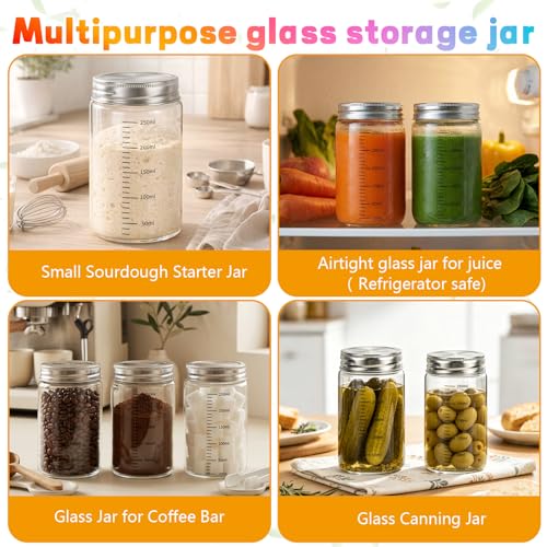 8 oz Small Glass Coffee Jars Spice Jar Round Storage Canister with Wooden Lid Clear Glass Food Jar for Pantry Sugar Tea Coffee Bean Spice Nuts Cookies Bath Salts