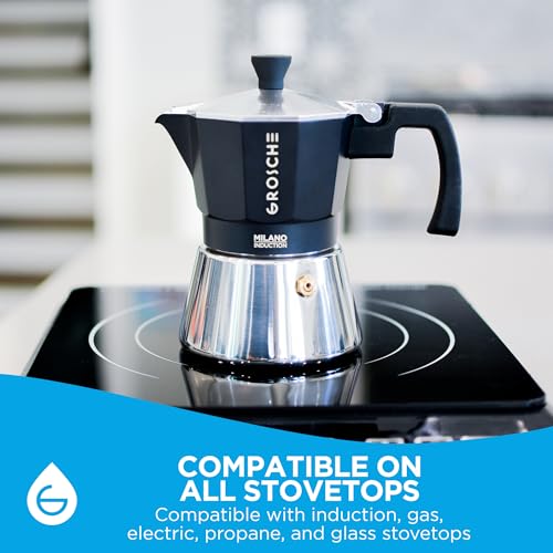 Milano Induction Stovetop Espresso Maker Moka Pot 3 Cup