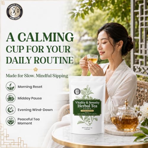 Calm Energy & Daily Balance Traditional Chinese Herbal Tea for Modern Wellness (5 Count)