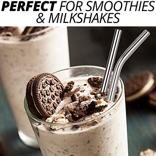 4 Pcs 0.35" Wide Bore Reusable Stainless Steel Metal Smoothie Straws (4 Count)