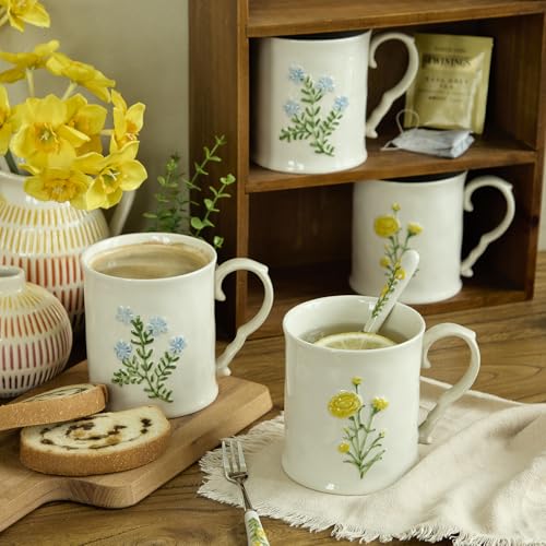 2 Pack Floral Ceramic Coffee Mugs