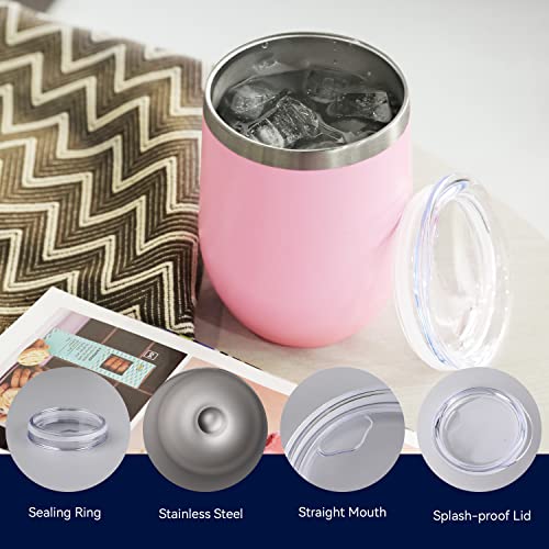 Stainless Steel Wine Tumbler Bulk with Lid (4 Count)