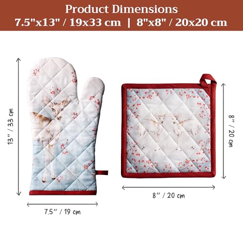 100% Cotton Oven Mitt & Pot Holder Set