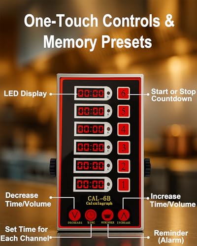 Commercial 6 Channels Digital Kitchen Timer