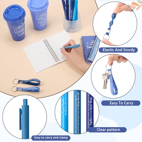 12 Set 48 Pcs Team Appreciation Gift Set Inspirational Employee Appreciation Gift Bulk 16 oz Coffee Cups with Team Notebook Pen Keychains for Staff Teacher (12 Count)