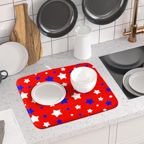 Fourth of July Independence Memorial Dish Drying Mat for Kitchen Counter