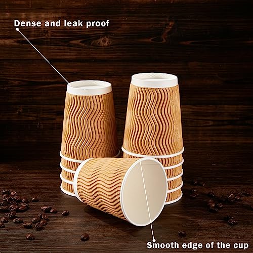 150 Pack 8 oz Disposable Paper Coffee Cups Insulated Champagne (150 Count)