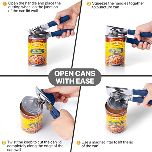 Heavy Duty Hand Can Opener with Comfortable Grip for Seniors