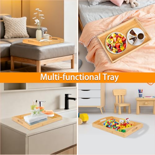 2 Pack Bamboo Serving Trays with Handles (2 Count)