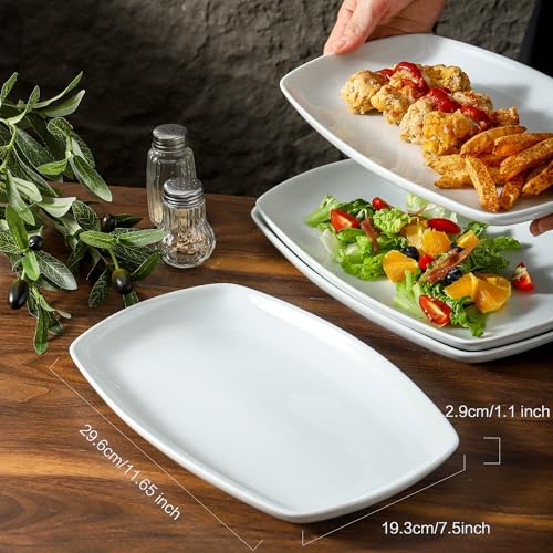White Rectangular Plate Set (4 Count)