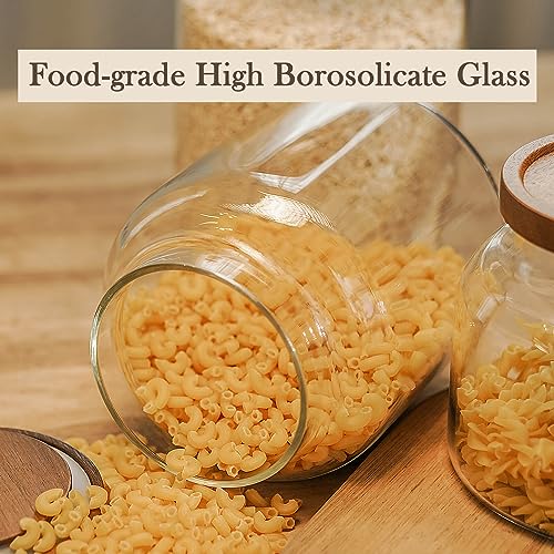 Glass Storage Container Airtight Food Jars Kitchen Canister with Wood Lids (2 Count)