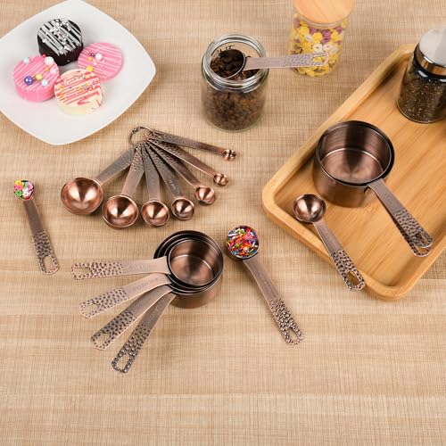 Copper Measuring Cups and Spoons Set