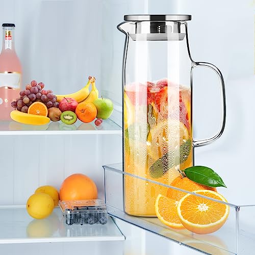 Glass Pitcher with Lid and Spout 50oz