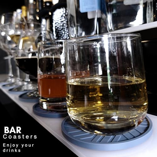 Silicone Coasters Set of 6 & Gold Holder with smart Modern Groove Patterns