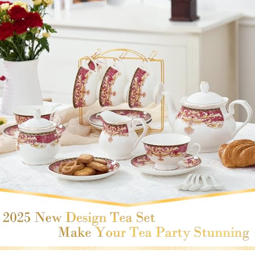 22 pcs Royal Vintage Porcelain Tea Set for 6 (22 Count)