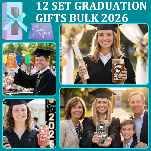 12 Pack Graduation Gifts Glass Cups (12 Count)