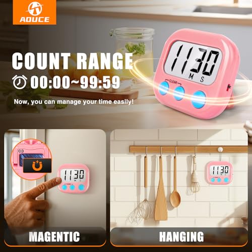 Digital Kitchen Timers for Cooking (6 Count)