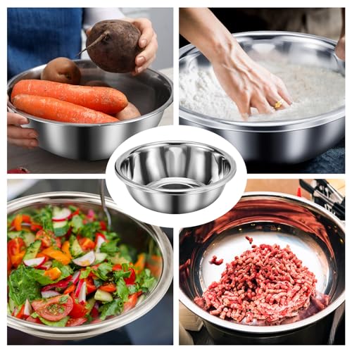 Set of 3 Extra Large Stainless Steel Mixing Bowls Large Mixing Container Easy to Clean (3 Count)