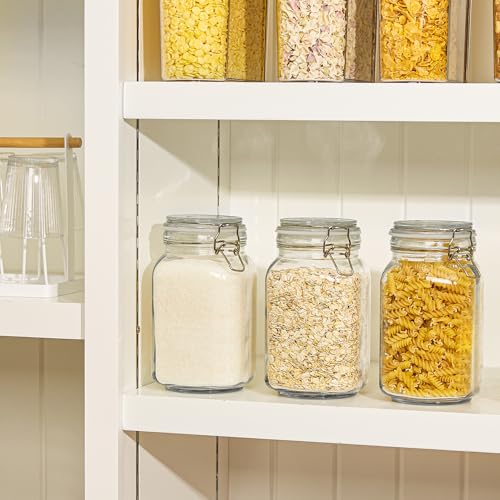 50oz Glass Food Storage Jars with Airtight Clamp Lids (3 Count)