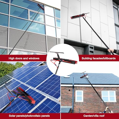 35ft Long Reach Solar Panel Cleaning Brush & Squeegee Kit