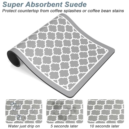 Coffee Mat 12" x 19" Cute Coffee Bar Mats for Espresso Machine Station Accessories and Organizer