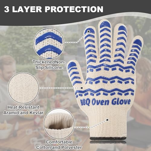 BBQ Gloves 932℉ Heat Resistant Oven Gloves
