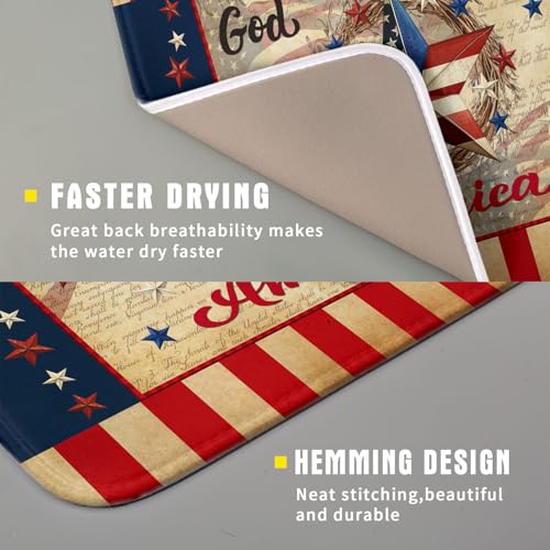 4th of July God Bless Dish Drying Mat for Kitchen Counter