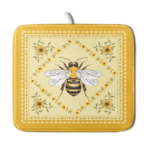 Sunflower Bee Dish Drying Mat