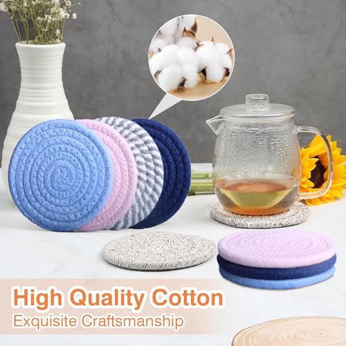 4.8" Sakura Pink Cotton Coasters for Drinks Set of 2 (2 Count)
