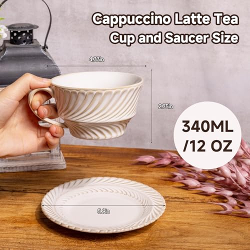 Ceramic Latte Cup with Saucer