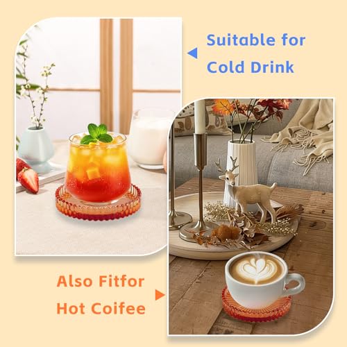 Crystal Glass Coaster 6 Pack Round Cup Drinks Coasters (12 Count)