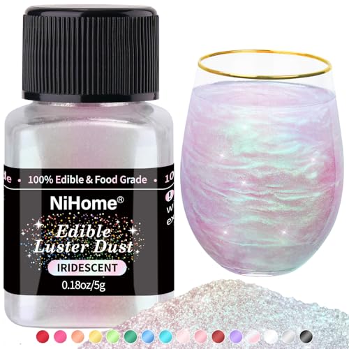 Edible Food Grade Glimmer Powder Glitter Luster Dust Metallic Food Decorating Sprinkle Glimmery Dust for Drink Wine Beverage Cake Candy Dessert Bakery Restaurant Vegan