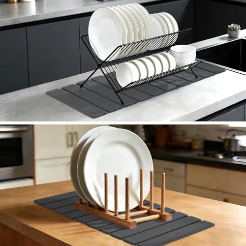 Large Stone Dish Drying Mat for Kitchen Counter (2 Count)