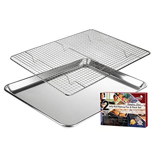 Jelly Roll Baking Pan and Rack Set Nonstick 10.6x15.6 (2 Count)
