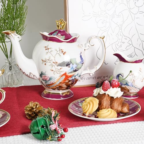 Bone China Tea Set for Adults with Teapot
