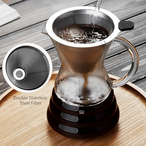 Pour Over Coffee Maker with Permanent Stainless Filter 27 fl oz (27 Fl Oz)