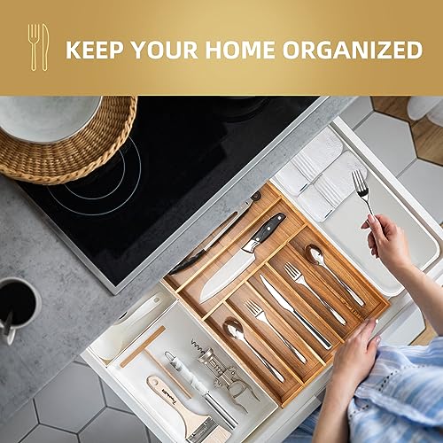 Silverware Organizer Kitchen Drawer Organizer Utensil Organizer Acacia Silverware Holder Cutlery Organizer in Drawer Flatware Organizer Tray
