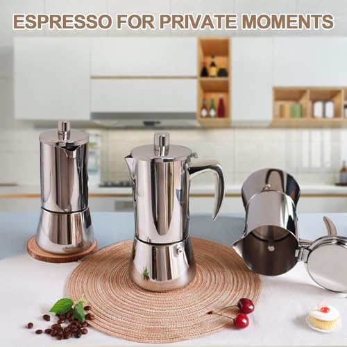 304 Thickened Stainless Steel Uncoated 4 Cup Moka Pot Coffee Maker