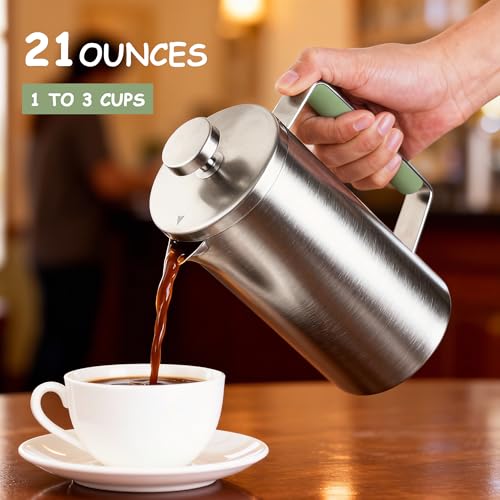 Stainless Steel French Press Coffee Maker 21OZ
