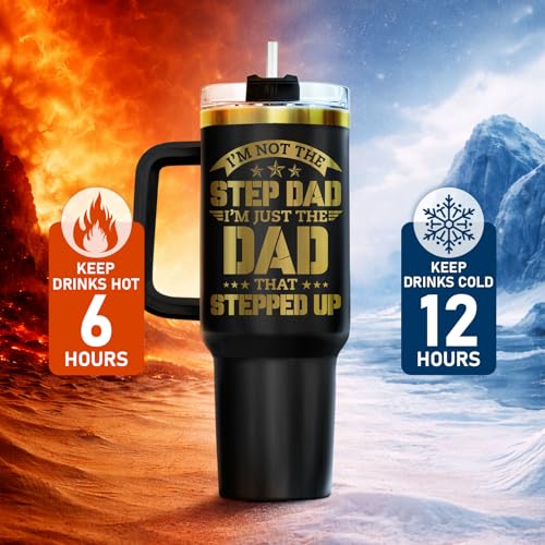 Stepdad Stepped Up Dad 40 oz Tumbler with Handle