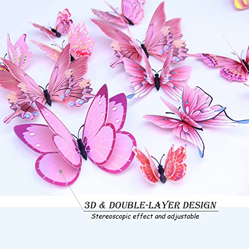 3D Butterfly Wall Decor Butterfly Decorations Stickers with Magnets (72 Count)