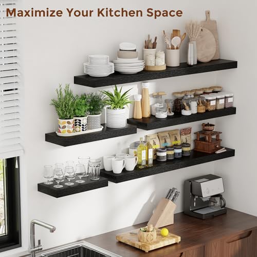 32 Inch Floating Shelves for Wall Black Shelves Set of 2