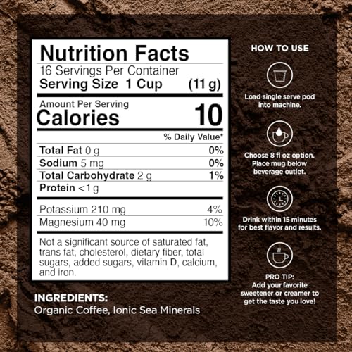 Mineral Medium Dark Roast Coffee Pods with Electrolytes (16 Count)