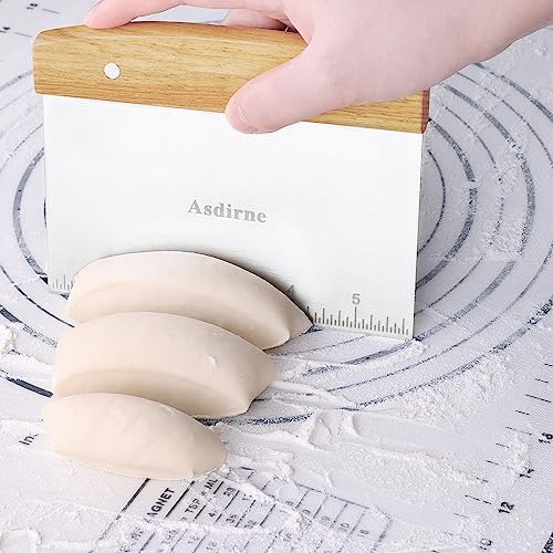 Dough Cutter Dough Scraper with Wooden Handle and Food Grade Stainless Steel Blade (11.9931 Ounce)