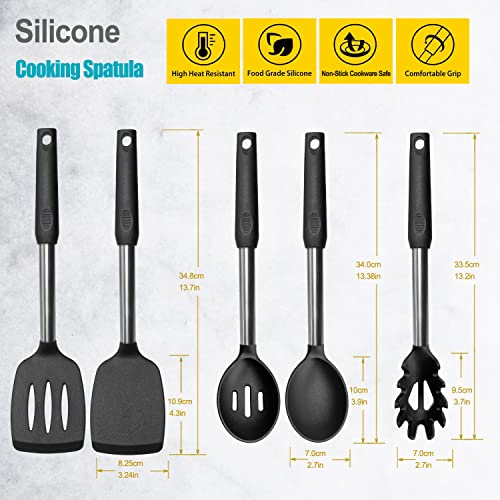 Silicone Spatula and Cooking Spoon (5 Count)