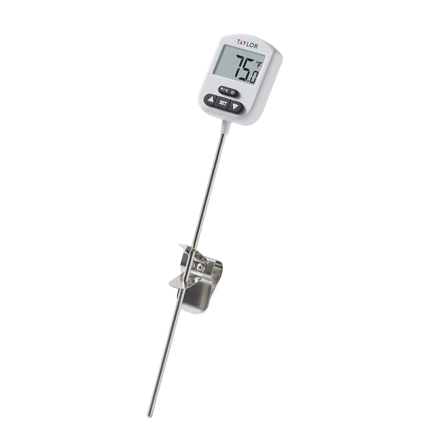 Taylor Programmable Digital Candy and Deep Fry Thermometer with Green Light Alert Display & Stainless Steel Candy Deep Fry Food Cooking Kitchen Analog Thermometer, 12 Inches